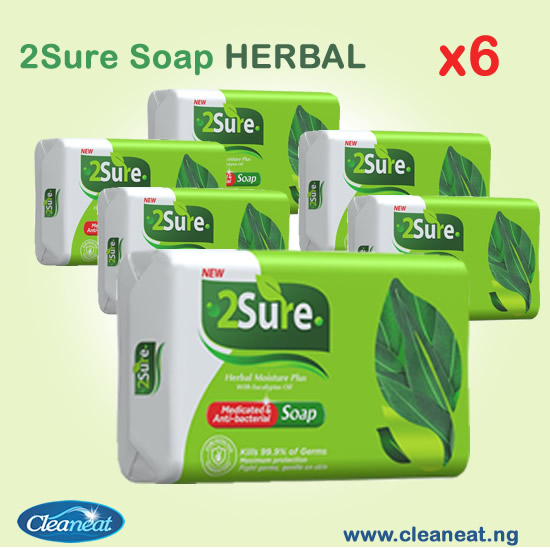 2Sure Medicated and Anti-bacterial Soap 70g x 6pcs - Herbal