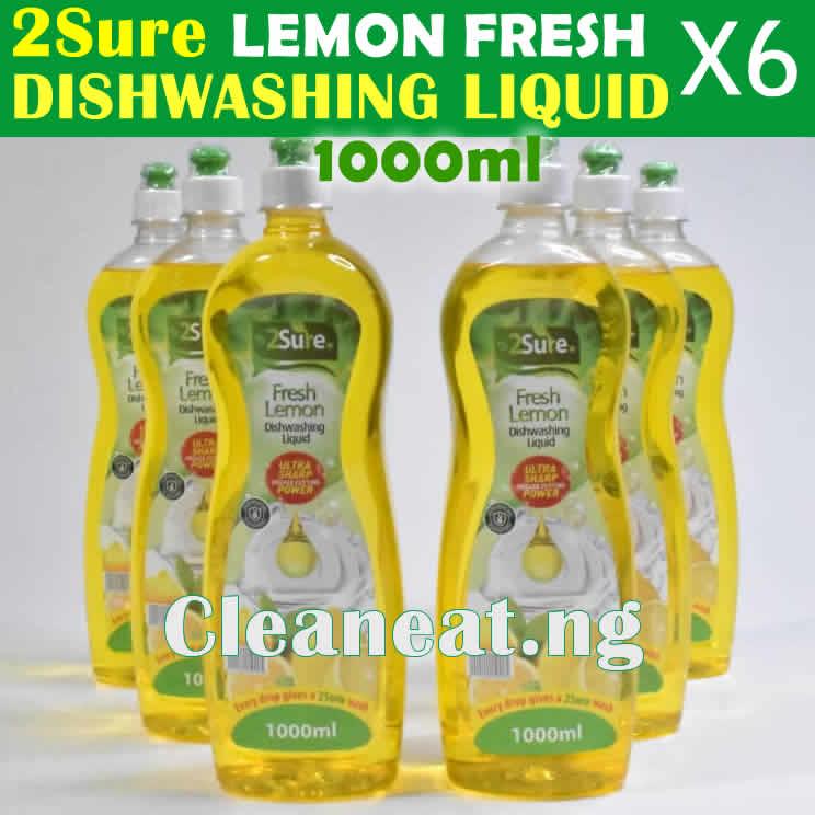 2Sure Fresh Lemon Dishwashing Liquid 1000ml x 6pcs
