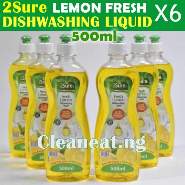 2Sure Fresh Lemon Dishwashing Liquid 500ml x 6pcs