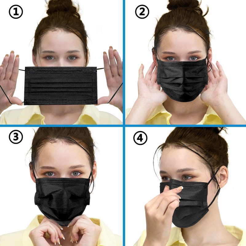 Black 3Ply Disposable Face Masks (50pcs per pack)