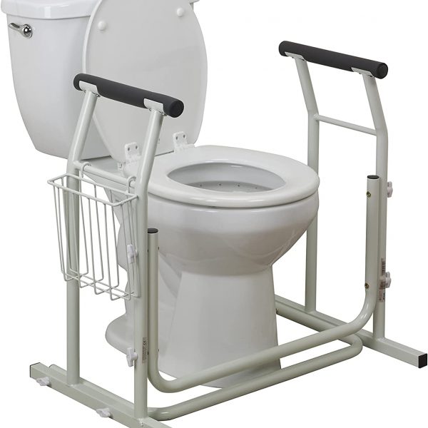 Drive Medical Stand Alone Toilet Safety Rail, White