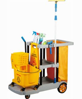 Folding Janitor Cart Housekeeping Equipment Cleaning Trolley Cart Set
