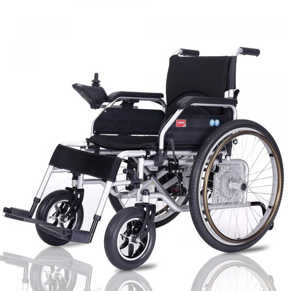 Lightweight Dual Function Foldable Power Wheelchair (Li-ion Battery 20A), Drive with Electric Power or use as Manual Wheelchair