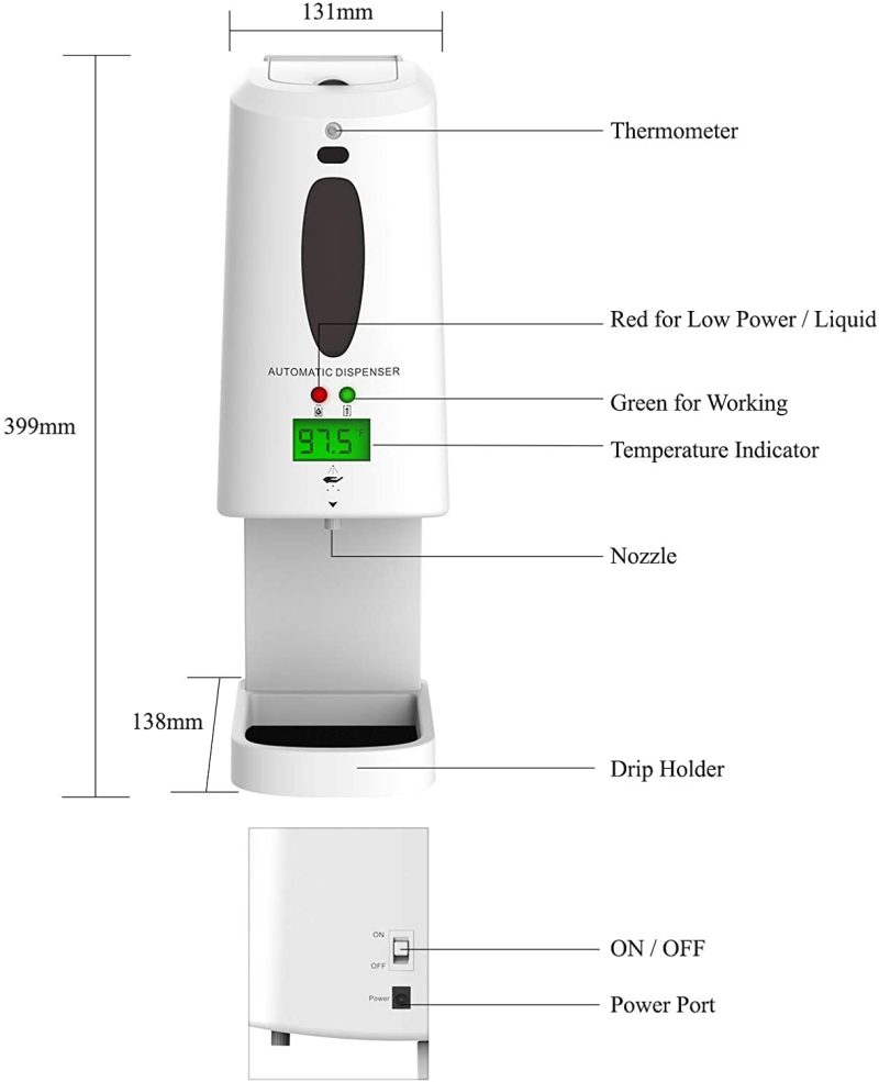 : LIEN 2 in 1 Touchless Hand Sanitizer Dispenser Station with Digital Infrared Temperature Reader