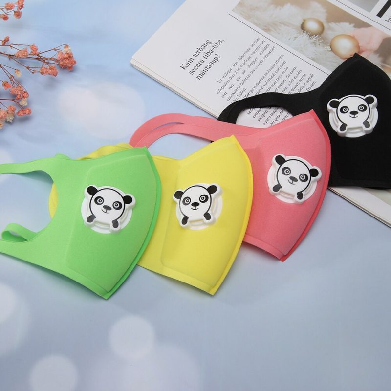 Children's Cute Panda Mouth Mask with Breathing Valve Anti-dust, Kids Cartoon Sponge Face Mouth Mask