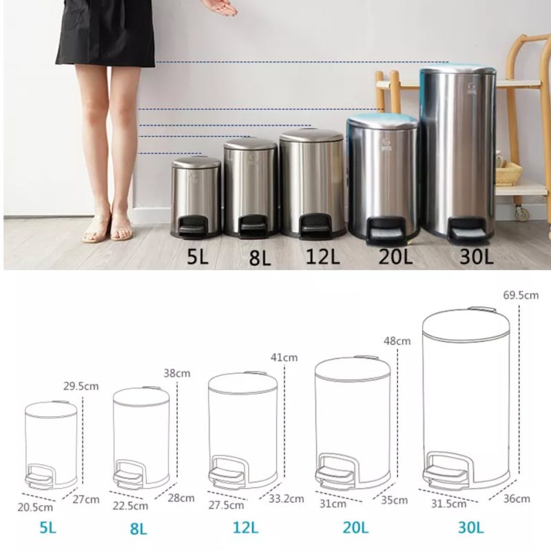 Mute Indoor Silver Stainless Steel Trash Can prices