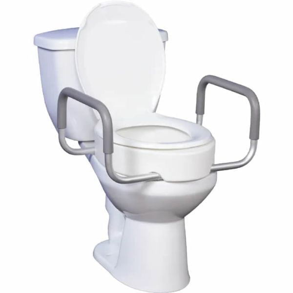 Drive Medical Elevated Raised Toilet Seat with Removable Padded Arms