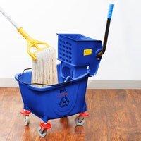 blue mop bucket