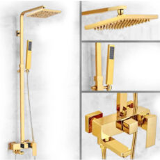 gold shower faucet with handheld
