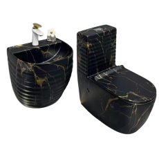 Luxury black and gold water closet set with soft-close toilet seat – sanitary wares in Lagos Nigeriia