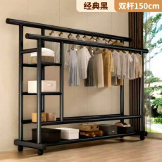 Heavy Duty Cloth Hanger Rack With Shelves and Wheels