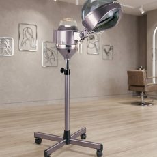 Hair steamer with wind function and adjustable hood for even heat distribution