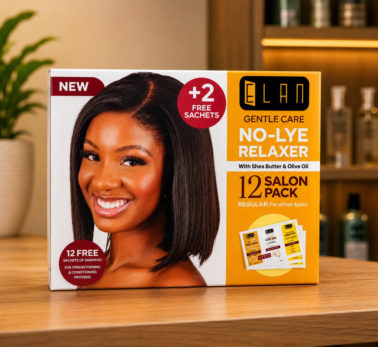 Elan Gentle Care No Lye Relaxer hair treatment cream for smooth, straight, and manageable hair available in Nigeria from Neatstore.