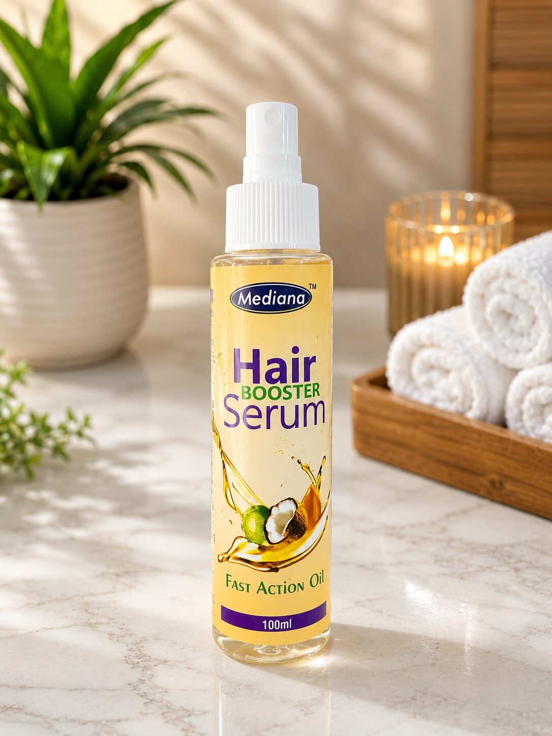 Mediana Hair Booster Serum for healthy hair growth, scalp nourishment, and stronger hair strands.