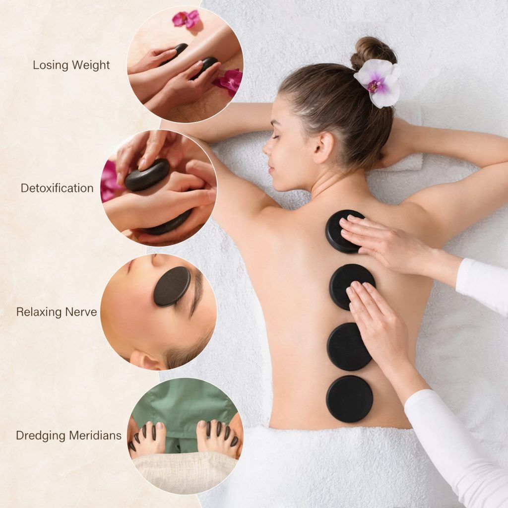 Comfort Essential 16-Piece Heated Massage Stone Set for professional spa massage and heat therapy by Neatstore Nigeria.